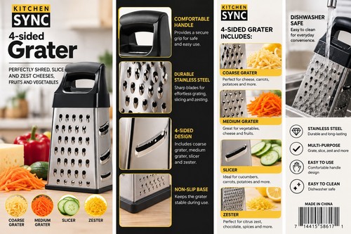 Four sided grater - sided,